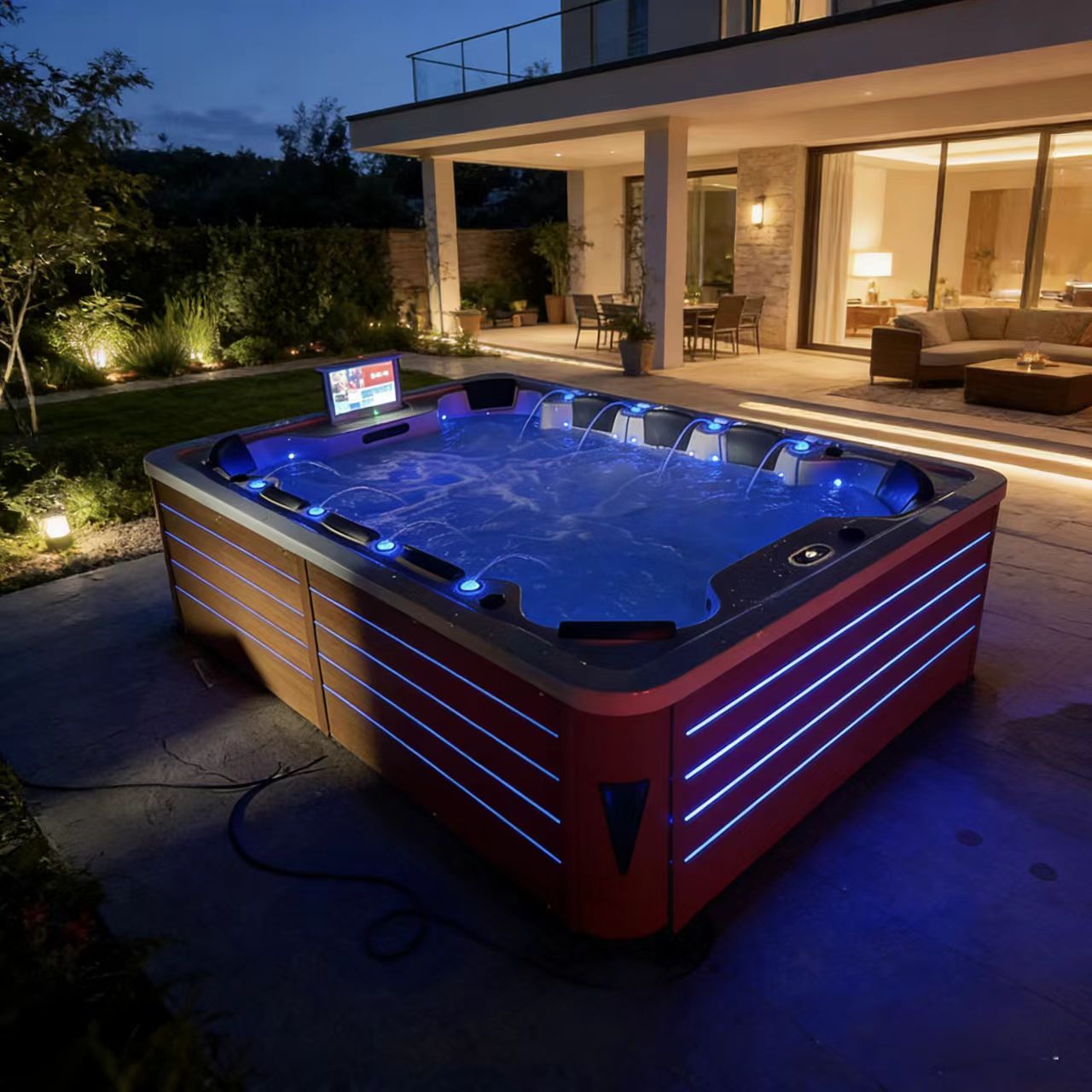 Home Bathroom Jacuzzi - Hot Tub,5‑10 Persons Whirlpool Massage with