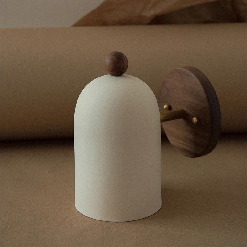 Japanese Home Bathroom Design - Modern Wabi Sabi walnut wall lamp