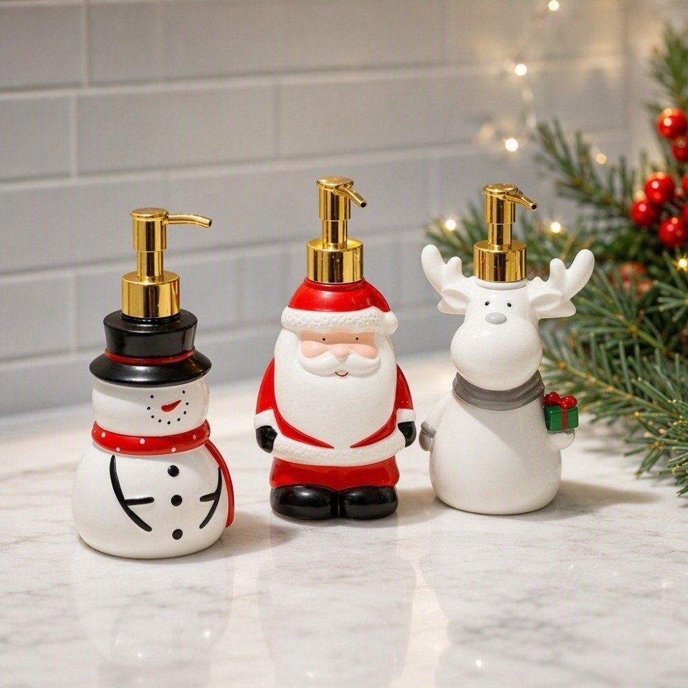 Soap Dispenser Pump - Decorative Refillable Christmas Soap Dispenser Soft‑Vinyl