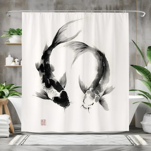 Fish Shower Curtain, Waterproo - Japanese Home Bathroom Design 评论和价格