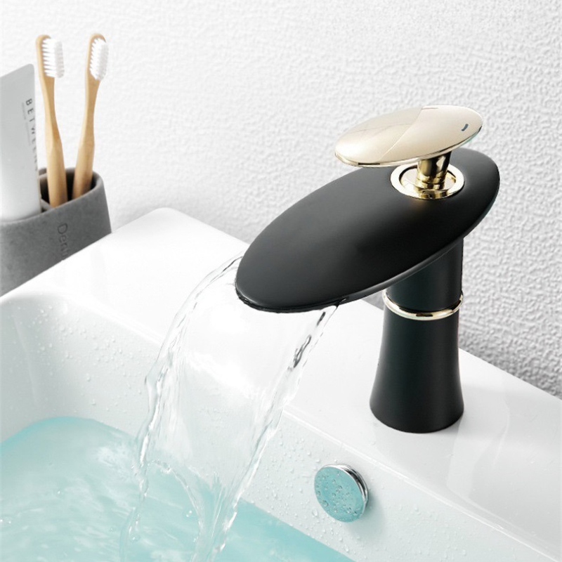 White/Black Gold Waterfall Bas - Home Hardware Bathroom Faucets 评论和价格