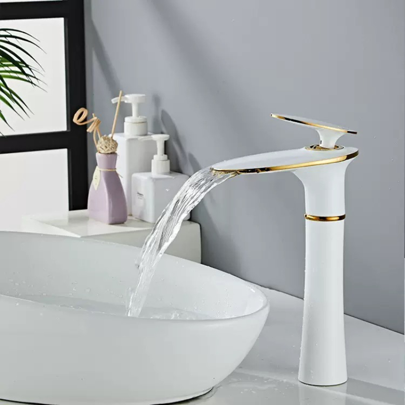 White/Black Gold Waterfall Bas - Home Hardware Bathroom Faucets 评论和价格