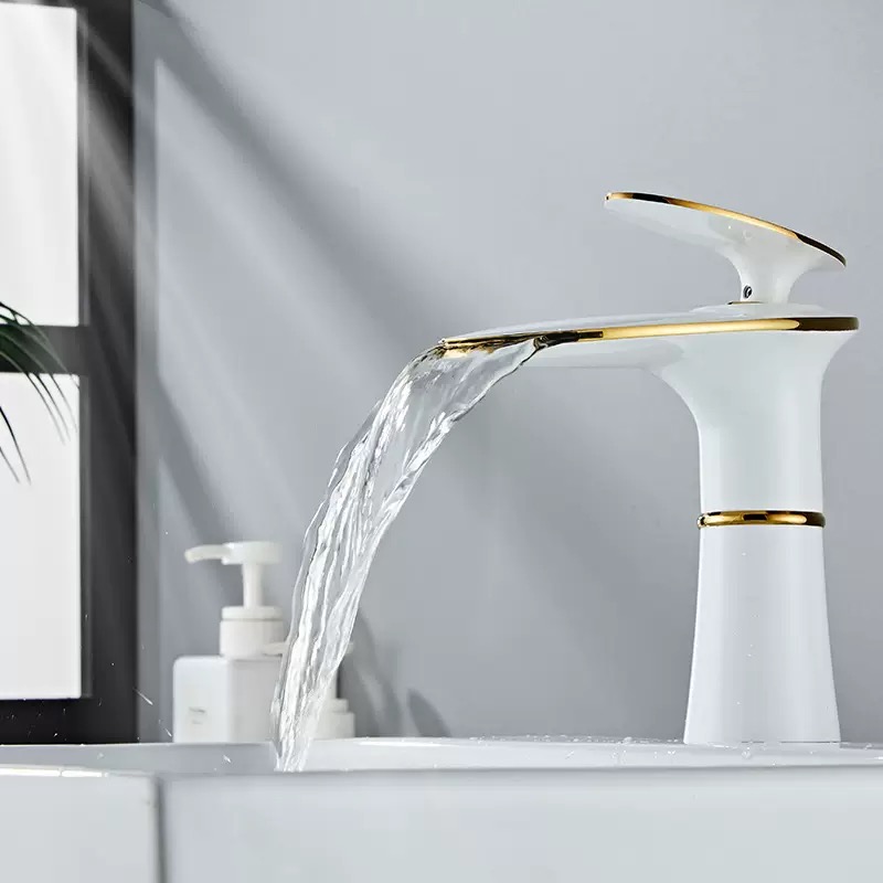 White/Black Gold Waterfall Bas - Home Hardware Bathroom Faucets 评论和价格