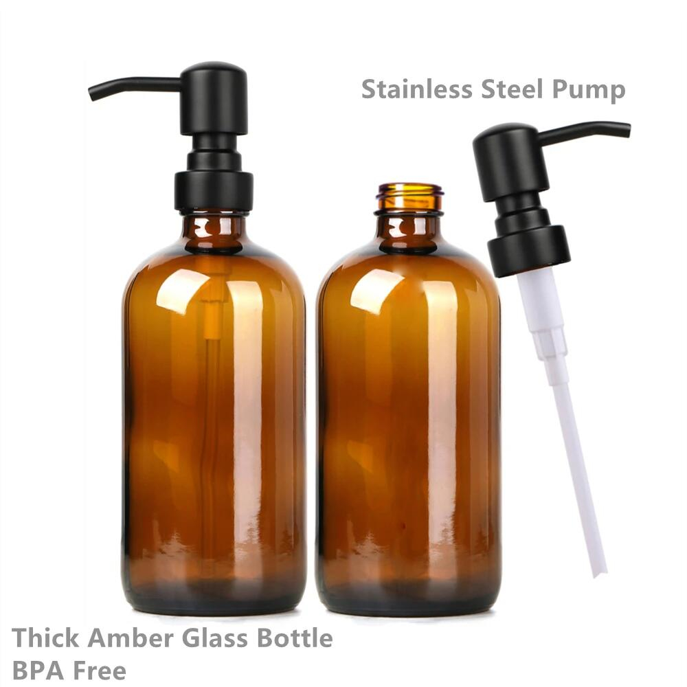 Amber Glass Soap Dispenser wit - Soap Dispenser Pump 评论和价格